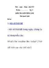 Đề kiểm tra nói môn Tiếng Anh Lớp 9 năm 2019